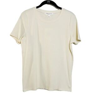 DownEast Maggi Ribbed Tee Short Sleeve Bone White Size Large